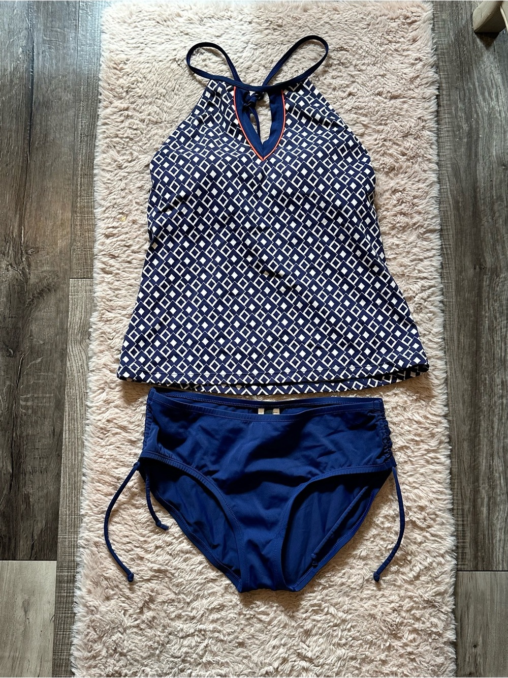 Geometric Blue & White Bikini